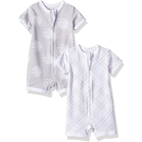 Hanes Baby Rompers, Ultimate Zippin Short Sleeve Romper for Boys & Girls, 2-Pack