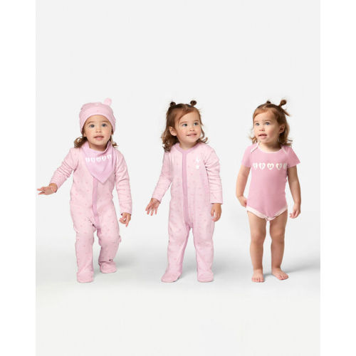 Spurs Baby Pink Heart Print 4 Piece Set
