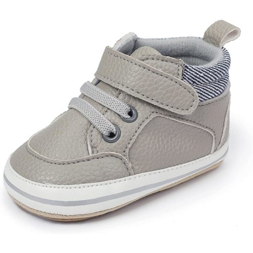 SOFMUO Baby Boys Girls High Top Ankle PU Leather Sneakers Soft Rubber Sole Infant Moccasins Newborn Oxford Loafers Anti-Slip Toddler Wedding Uniform Dress Shoes