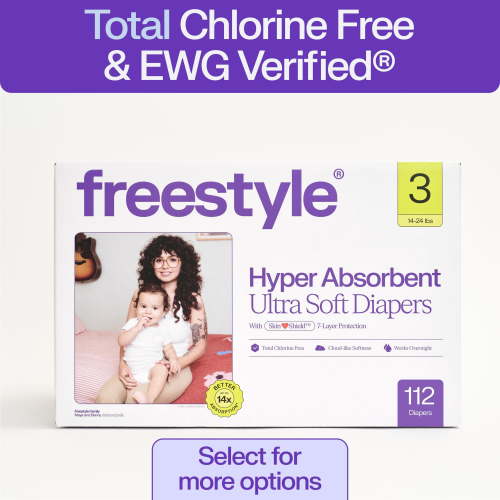 (2 pack) Freestyle Total Chlorine Free 14x Better Absorption Hypoallergenic EWG Verified® Baby Diapers, Size 3 (14-24 lbs), 56 Count