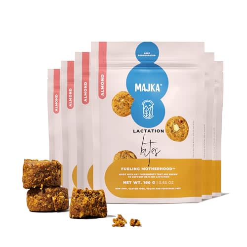 Majka Lactation Bites for Nursing Moms - Vegetarian Whole Food Snack for Postpartum Recovery (4 Bites Per Bag) (3 Bags)