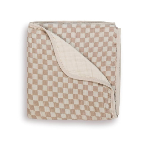 Itzy Ritzy Baby Blanket – Soft Cotton Muslin Multi-Use Blanket - Can Be Used as a Tummy Time Mat, Nursing Cover, Stroller Shade & More – Measures 30" x 40", Machine Washable (Checkerboard)