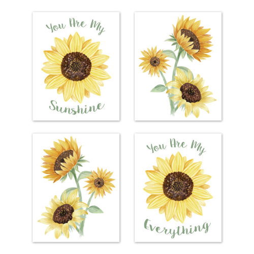 Sweet Jojo Designs Sunflower 4-Piece Set Paper Print & Reviews | Wayfair