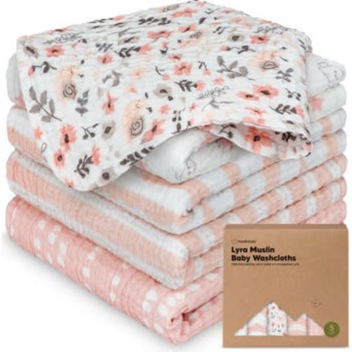 5-Pack Lyra Muslin Baby Washcloths