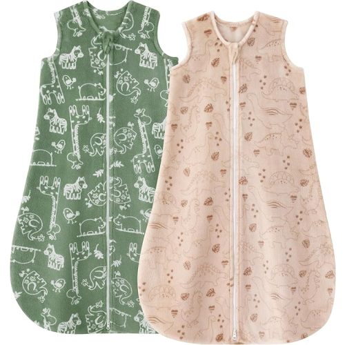 Yoofoss Fleece Baby Sleep Sack 2 Pack 1.5 Tog Baby Wearable Blanket with 2-Way Zipper