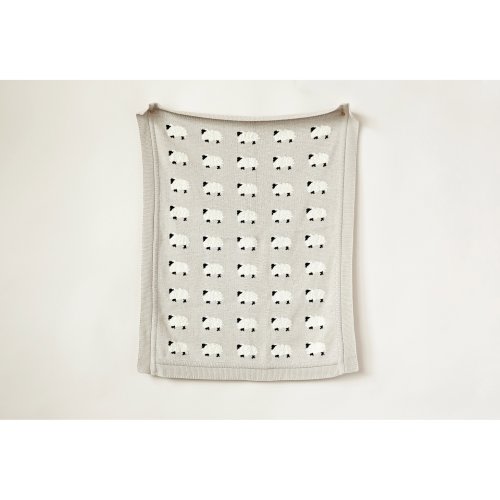 Grey Cotton Knit Sheep Blanket