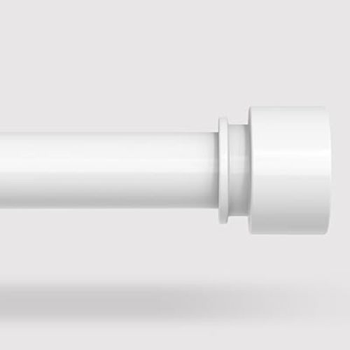 White Curtain Rods for Windows 66 to 120 Inch(5.5-10 Feet), Heavy Duty 1'' Diameter Adjustable Window Drapery Rod, Modern and Simple Decorative End Cap Finish,Matte White(36''-120'')
