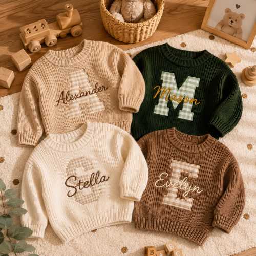 Personalized Baby Name Sweater, Custom Applique Embroidered Baby Sweatshirt, Baby Shower Gift, Toddler Birthday Gift, Pregnancy Announcement