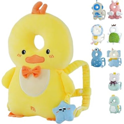 Baby Head Protection Backpack - Soft Lightweight Fall Cushion for Toddlers During Crawling & Walking, Helps Ease Impact from Backward Tumbles(Yellow Chick)