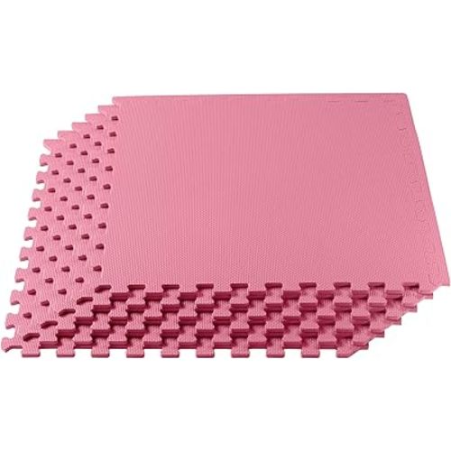 We Sell Mats 1/2 Inch Thickness Multipurpose EVA Foam Floor Tiles, Interlocking Floor Mat for Indoor Gym and Home Use, 24 in x 24 in, Pink, 16 Square Feet (4 Tiles)