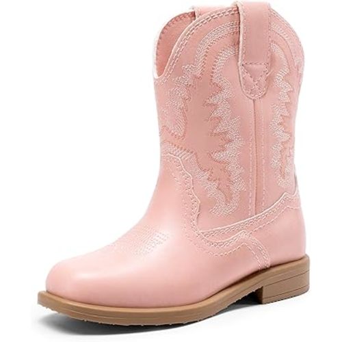 DREAM PAIRS Toddler Little Boys Girls Cowboy Boots Kids Western Square Toe Riding Mid Calf Boots