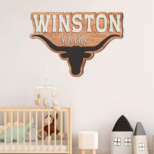 Personalized wooden nursery name sign, Western nursery decor, Custom Baby name sign for boys girls, Kids room decor, Door hanging gift/5