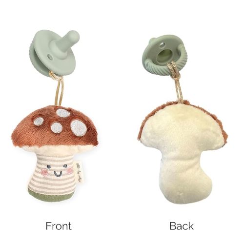 Itzy Ritzy Pacifier & Lovey Set, Silicone Binky w/Stuffed Animal, Mushroom