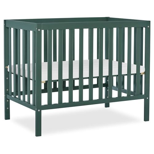 Dream On Me Edgewood 4-in-1 Convertible Mini Baby Crib in Olive GreenGuard Gold & BSA, Non-Toxic, Compact 40×25×33″ Design, Converts to Mini Daybed & Twin Bed (Rails to Buy) 1″ Mattress Pad