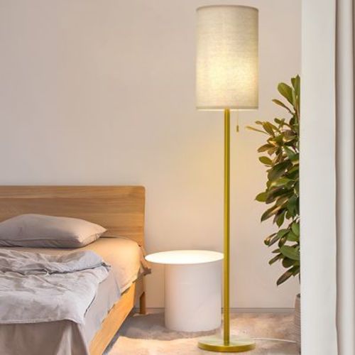 Maxax Black Floor Lamp with Painted Iron and Rattan Shade