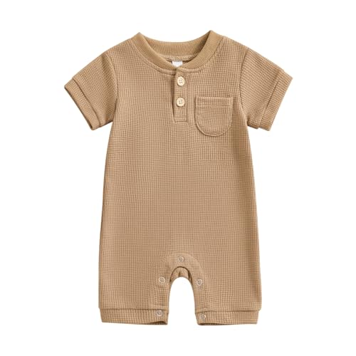 Kuriozud Newborn Infant Unisex Baby Boy Girl Clothes Button Romper Jumpsuit Basic One Piece Outfits