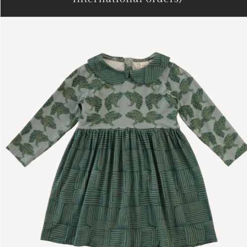 Kate Quinn long sleeve peter pan dress | frogs | light weight bamboo