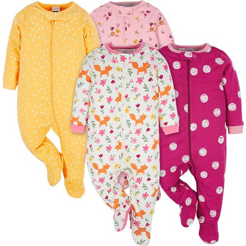 Onesies Brand Baby Girls' 4-pack Sleep 'N Play Footies Multi Pack