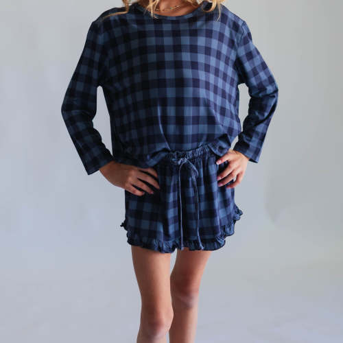 Girl's Long Sleeve and Ruffle Shorts Set in Hayes