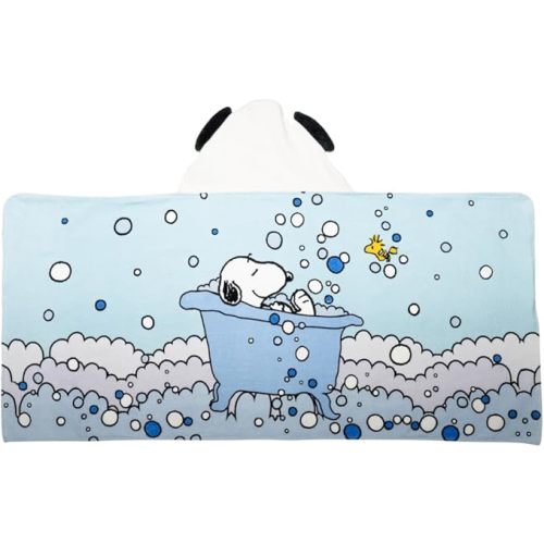 Franco Peanuts Snoopy Bubble Bath Kids Super Soft Bath/Pool/Beach Soft Cotton Terry Hooded Towel Wrap, 24 in x 50 in, (Officially Licensed Product)