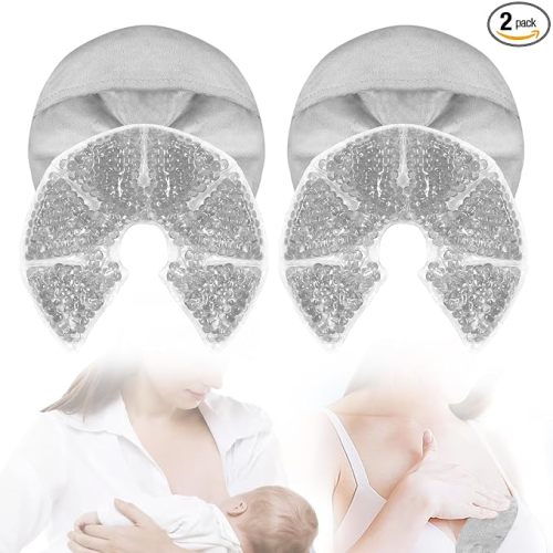Breast Ice Packs, Breast Therapy Pack for Engorgement Hot and Cold Breastfeeding Gel Pads for New Mom Essentials Reusable Gift for Relieve Clogged Ducts, Nipple Pain, Improve Milk Flow