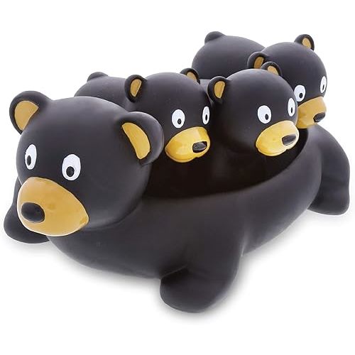 DolliBu Black Bear Animal Bath Toys - Family Animal Water Squirter for Kids, 4-Piece Kid and Baby Bathtub Toys, Fun Bath Time Children, Floating Bath Tub Decor, Rubber Animal Bath Toys, Squirt Toys