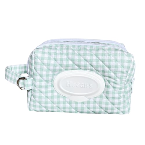 Sage Green Gingham Nappy/Baby wipe bag – Maezyandco