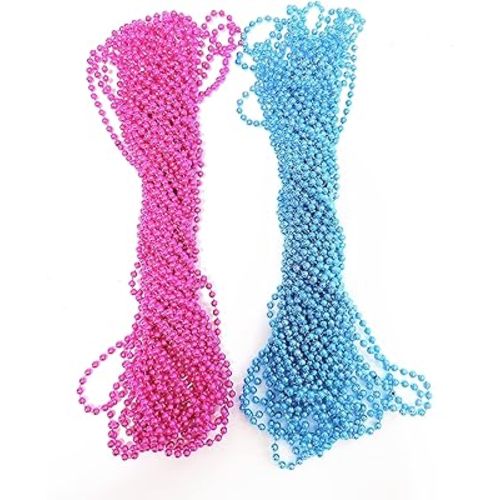 POHU Baby Gender Reveal Beads Supplies 6mm Round 33 Inch Baby Blue Hot Pink for Baby Shower Announcement Party Set of 50