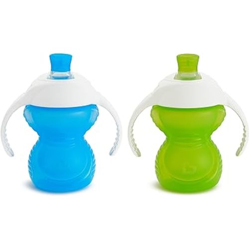 Munchkin® Click Lock™ Bite Proof Trainer Cup, Plastic, 7 Ounce, 2 Pack, Blue/Green