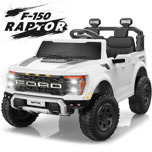 Ford F150 24V Kids Ride on Car, iYofe Battery Powered 2 Seater Ride on Cars Toys with Remote Control, Electric Car for Toddlers w/Bluetooth & LED Lights, White
