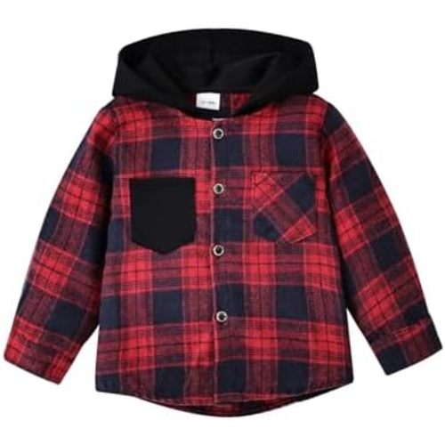 Toddler Baby Boy Clothes Infant Plaid Long Sleeve Button Down Jacket Top Shirt Pocket Fall Winter Outfits 12 Months-5T