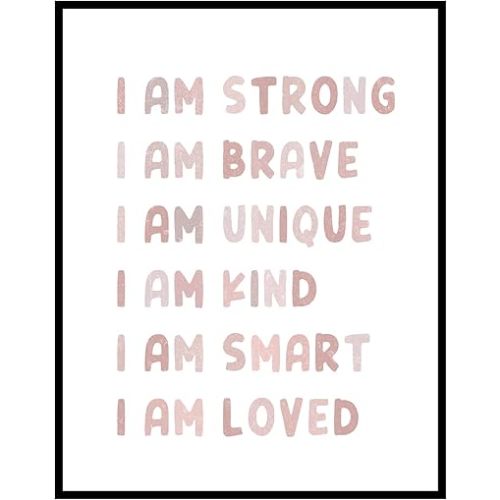 Girl Boho Nursery Decor, Girls Room Pink Decor, Inspirational Quotes, Positive Affirmations, Nursery Gift, Baby Room Wall Decor, Playroom Wall Decor, No Framed (11X14 INCH)