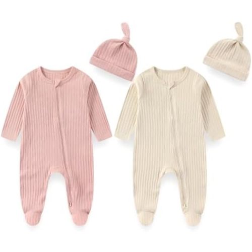 Unisex Baby Boy Girl Footies Sets Cotton Long Sleeve Infant Rompers 0-12Months Babies' Outfits
