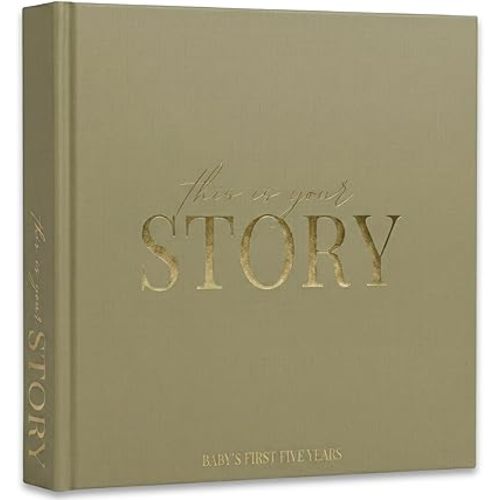 Newborn Memory Book & Keepsake Book to Record Milestones and Photos for Newborn Girl or Newborn Boy, Gender Neutral, Scrapbook Album, First 5 Year Journal Includes Stickers & Keepsake Box