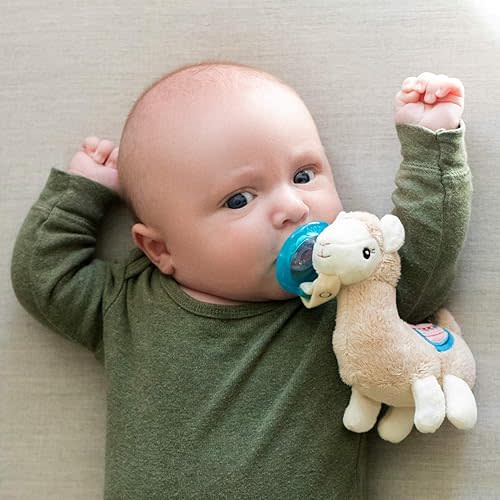 Nuby Soft Plush Pacifinder with Detachable Silicone Pacifier: 0-6 Months, Llama, Natural Cherry Shape, Multi, one Size