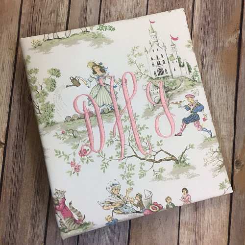 Baby Memory Book in Nursery Theme Toile// Over the Moon Fairy Tale Baby Record Book, Personalized Baby Book, Baby Girl Memory Book