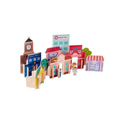 33 Piece Wooden Town Playset