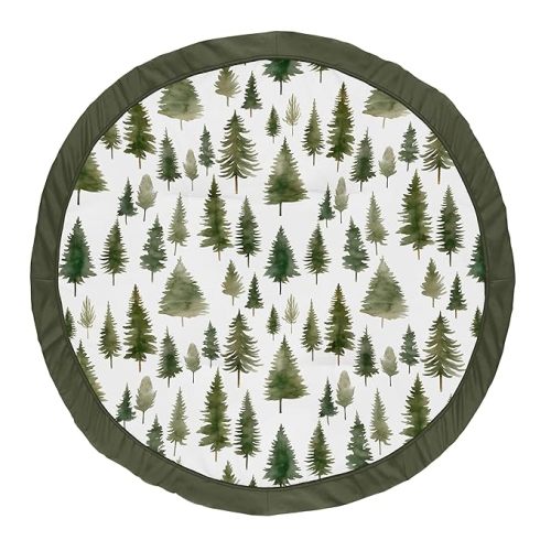 Sweet Jojo Designs Sage Green Woodland Boy Girl Gender Neutral Unisex Baby Play Mat Tummy Time Activity Toddler Floor Infant Playmat Forest Themed Nature Pine Tree Hunter Abstract Watercolor Camping