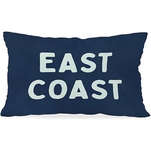 Coastal Throw Pillow Cover 12x20, Navy Blue Preppy East Coast Coquette Decor for Girls Room College Sofa Couch, Trendy Retro Dorm - Navy Blue