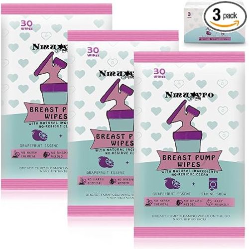 Breast Pump Wipes, 3 Packs Natural Pump Parts Cleaning On The Go, Resealable Manual Pacifier Wipe Quick Clean Breastfeeding Supplies