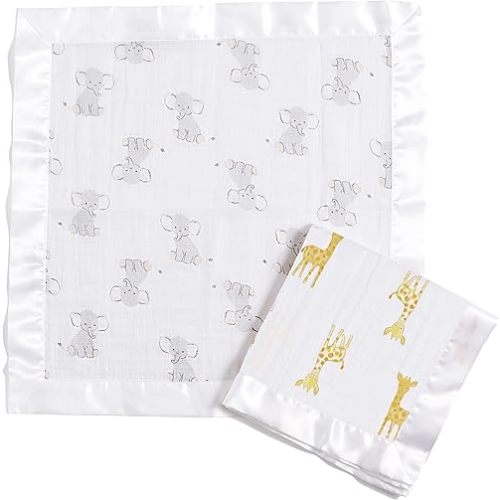 aden + anais Issie Security Blanket, 100% Cotton Muslin, 2 Pack, Safari Babes