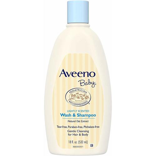 Aveeno Baby Gentle Wash & Shampoo with Natural Oat Extract, Tear-Free &, Lightly Scented, 18 fl. oz - 18 Fl Oz (Pack of 1)