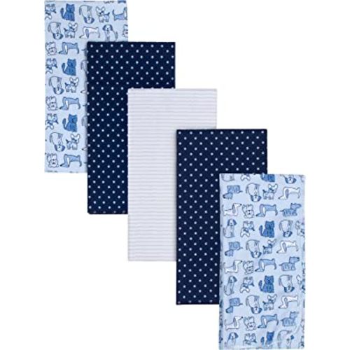 Gerber Boys Newborn Infant Baby Toddler Nursery 100% Cotton Flannel Receiving Swaddle Blanket, Dogs Blue, 5-Pack