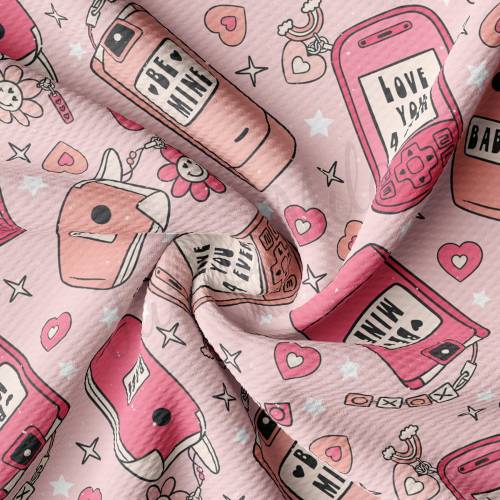 Valentine's Day Printed Liverpool Bullet Textured Fabric by the yard 4Way Stretch Solid Strip Thick Knit Jersey Liverpool Fabric AA1087