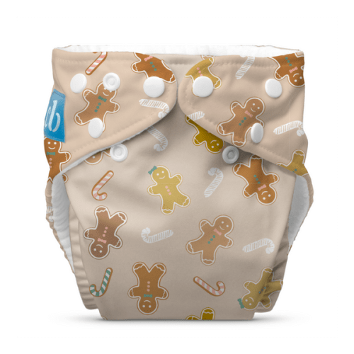 Reusable Cloth Diaper: One Size with Fleece (Pack of 1) - Winter Gingerbread