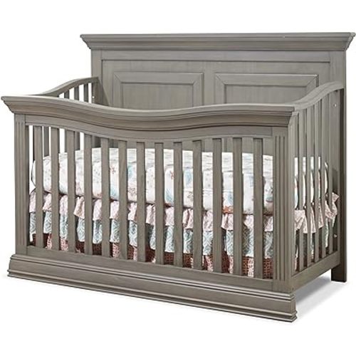 Sorelle Furniture Paxton Crib, Classic 4-In-1 Convertible Crib, Made of Wood, Non-Toxic Finish, Wooden Baby Bed, Toddler Bed, Child’s Daybed and Full-Size Bed, Nursery Furniture - Heritage Grey