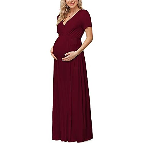 Xpenyo Maternity Maxi Dress Women Casual Wrap Long Baby Shower Pregnancy Dresses
