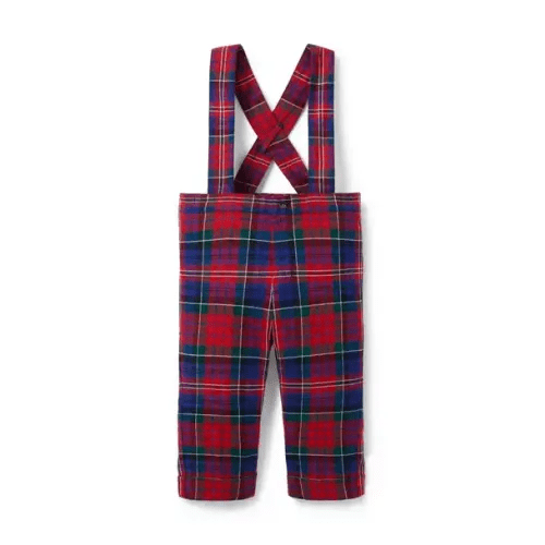 Baby Fireside Red Tartan Baby Tartan Suspender Pant by Janie and Jack