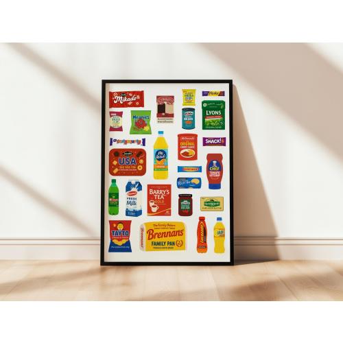 Irish Food Poster, Irish Wall Art, Irish Decor, Guinness, Tayto, Barrys Tea, Irish Food, Expat Gift, Funny Irish Poster, Irish Gift, Kitchen