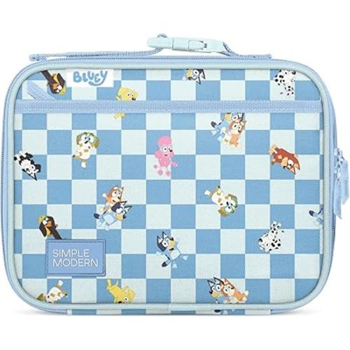 Simple Modern Bluey Kids Lunch Box for School | Reusable Insulated Lunch Bag for Toddler, Girl, and Boy | Exterior & Interior Pockets | Hadley Collection | Bluey Checkmate